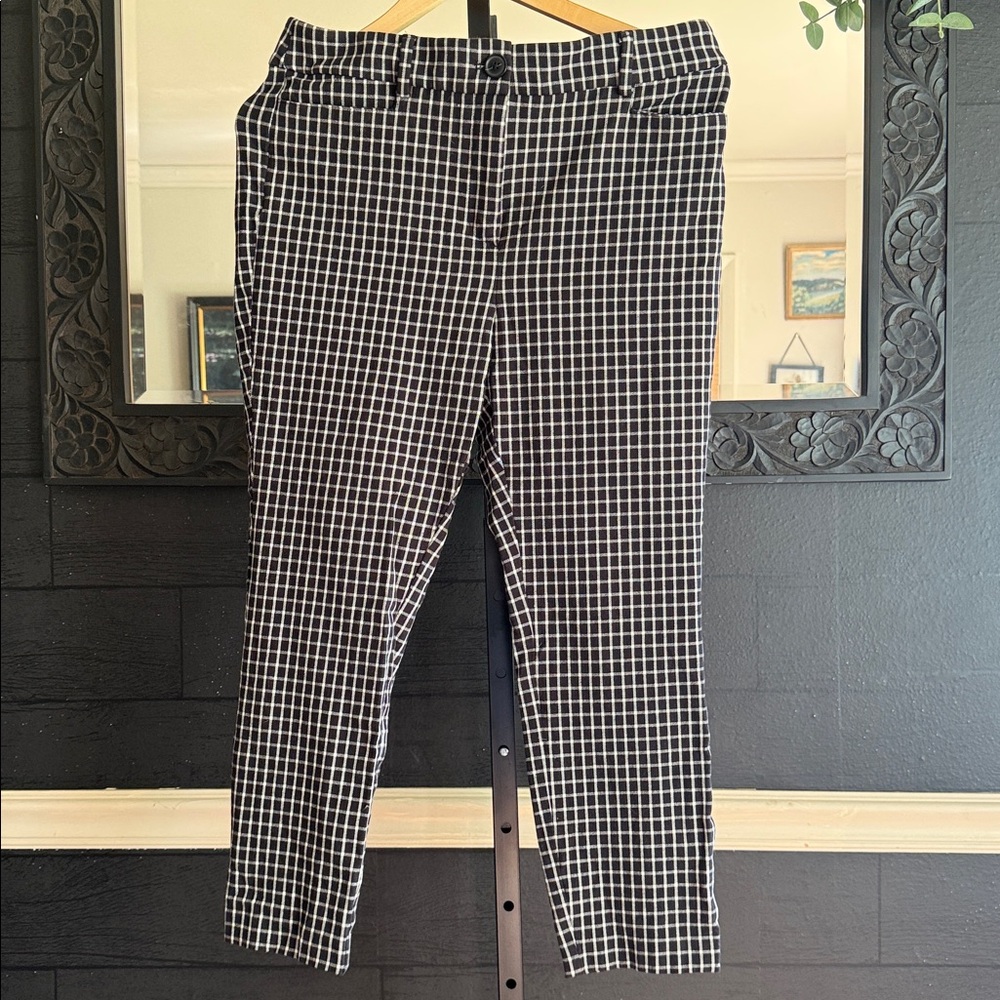 LOFT Sutton Skinny Black and White Checkered Gingham Plaid